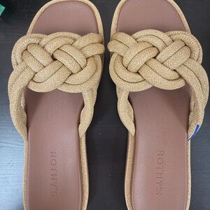 Rothy's Gold Metallic Braided Women's Sandals - NEW in box